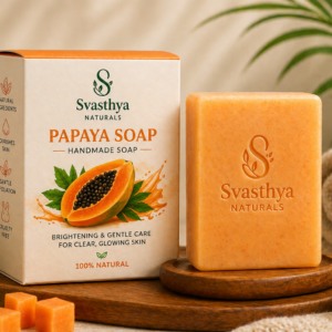 Handmade papaya soap by Svasthya Naturals with natural extracts for brighter, smooth and glowing skin