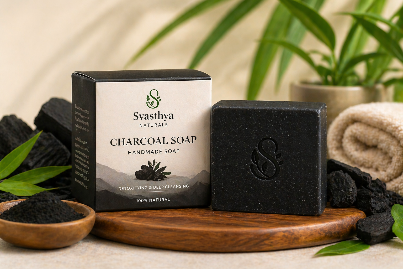 charcoal soap for deep cleansing and detox by Svasthya Naturals